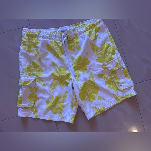 Op Ocean Pacific Drawstring Boardshorts Swim Trunks Men White L/G (36-38) - Picture 14 of 14